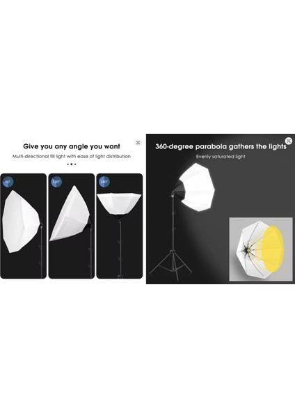 Ürün , Reklam , Moda , Makyaj , Stüdyo Için 70CM Octagon Softbox 45W Ampullü LED Sürekli Işık