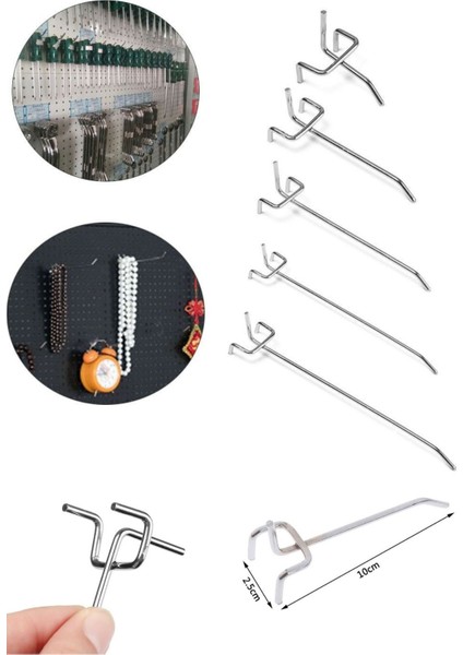 25 cm Delikli Pano Kancası Delikli Pano Raf Kancası 100 Adet