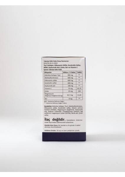 Bor Kolajen Çinko Magnezyum Hyoluronik C Vitamin Glikozamin Kondroitin Msm Içeren Takviye Edici Gıda