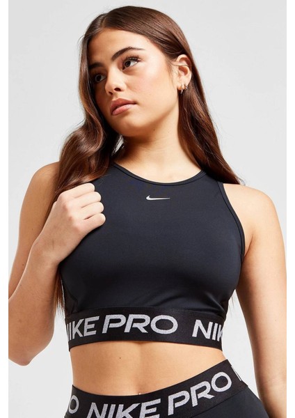 Pro Training Dri Fit Shine Crop Tank Top Kadın Parlak Swoosh Crop Atlet Siyah