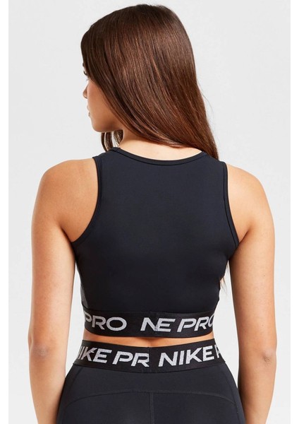 Pro Training Dri Fit Shine Crop Tank Top Kadın Parlak Swoosh Crop Atlet Siyah