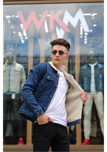 Erkek Içi Kürklü Denim Kot Ceket