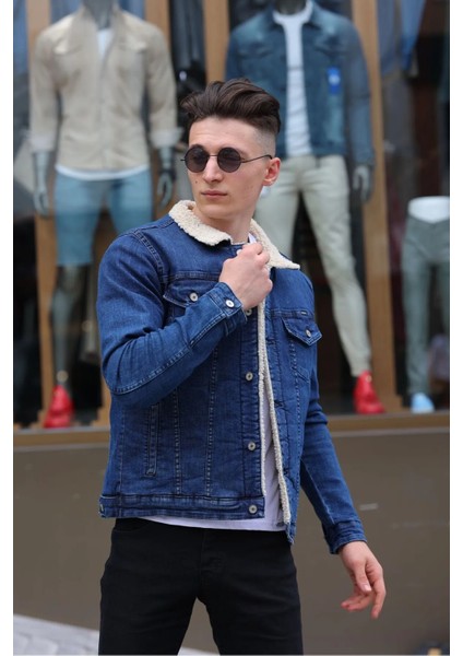 Erkek Içi Kürklü Denim Kot Ceket modelleri