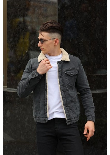 Erkek Içi Kürklü Denim Kot Ceket modelleri