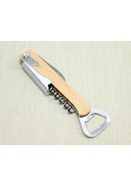 Ahşap Paslanmaz Çelik Tirbuşon Açacak