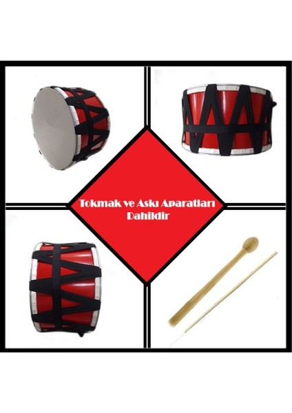 Çocuk Davulu 30 cm Renkli Kırmızı fiyatları