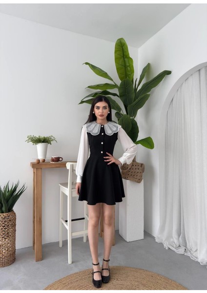 Lacabelle Atlas Işlemeli Kolları Tül Mini Elbise modelleri