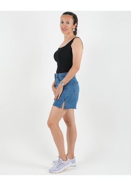 Şort Denim Likralı Yırtmaçlı Paça fiyatları