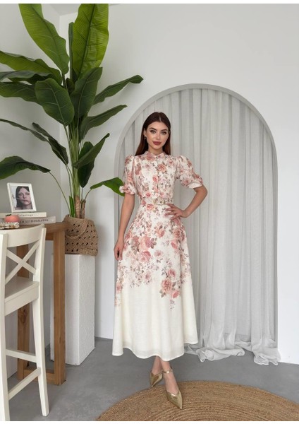 Alexa Çiçek Desenli Kemerli Uzun Elbise fırsatları