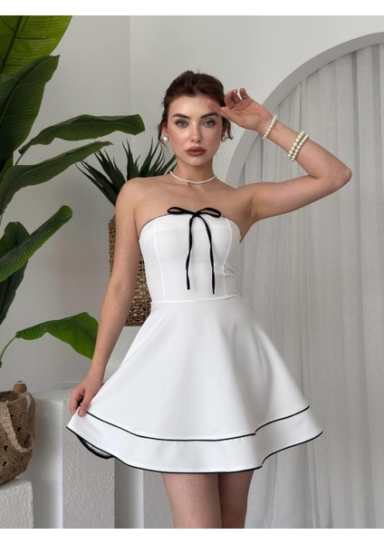 Straplez Ip Fiyonk Detay Atlas Mini Camille Elbise