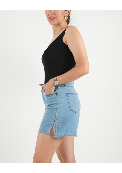 Şort Denim Likralı Yırtmaçlı Paça fırsatları
