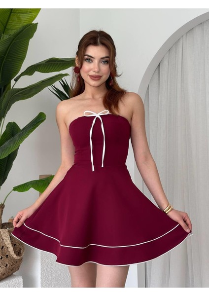 Straplez Ip Fiyonk Detay Atlas Mini Camille Elbise