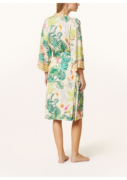 Mystic Jungle Kadın Kimono, Modal Karışımlı Jersey, Desenli, Kontrast Borulu, Şal Yaka modelleri