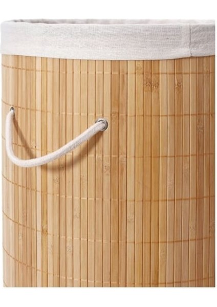 Decohandy Yuvarlak Bambu Kirli Sepeti