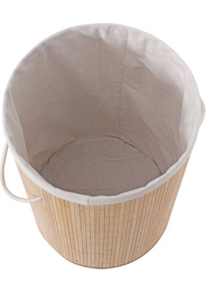 Decohandy Yuvarlak Bambu Kirli Sepeti