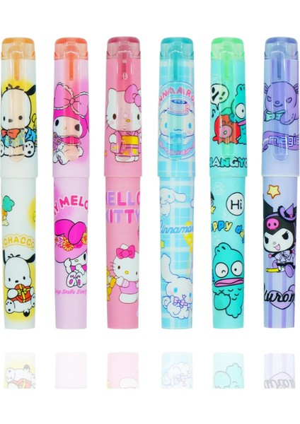 6'lı Fosforlu Kalem Seti - Hello Kitty Kuromi ve Arkadaşları modelleri