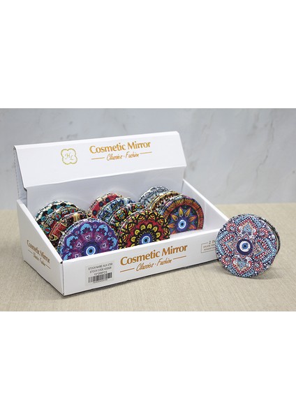 Taşlı El Aynası Yuvarlak Ince Model 5