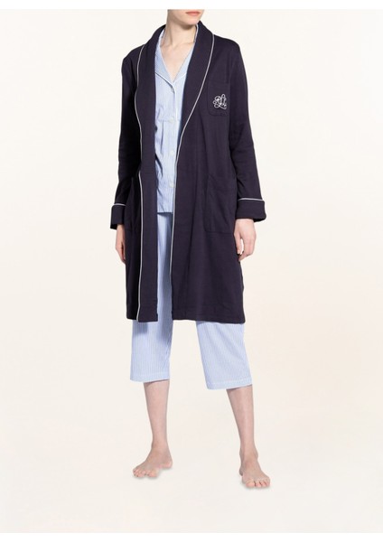 Kadın Sabahlık, Şal Yaka, Logo Yaması, %100 Pamuk, Kontrast Boru Detaylı modelleri