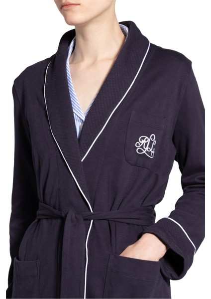 Kadın Sabahlık, Şal Yaka, Logo Yaması, %100 Pamuk, Kontrast Boru Detaylı fırsatları