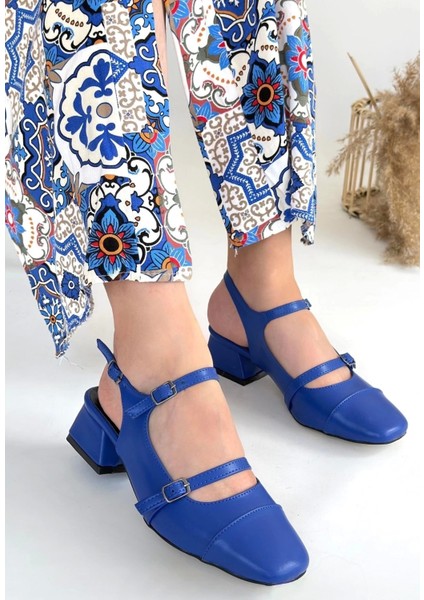 Doran Mavi Cilt Topuklu Ayakkabı modelleri