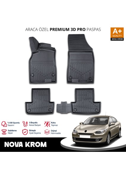 Renault Fluence 3D Pro Havuzlu Paspas 2010-2016