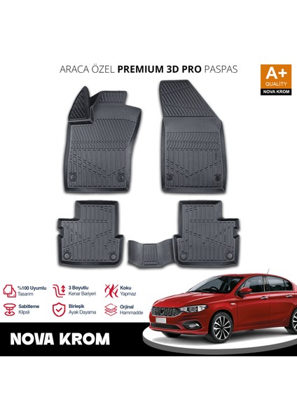 Fiat Egea Sedan 3D Pro Havuzlu Paspas 2015-2020