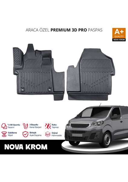 Peugeot Expert Panelvan 3D Pro Havuzlu Paspas On 2'li 2016 Üzeri