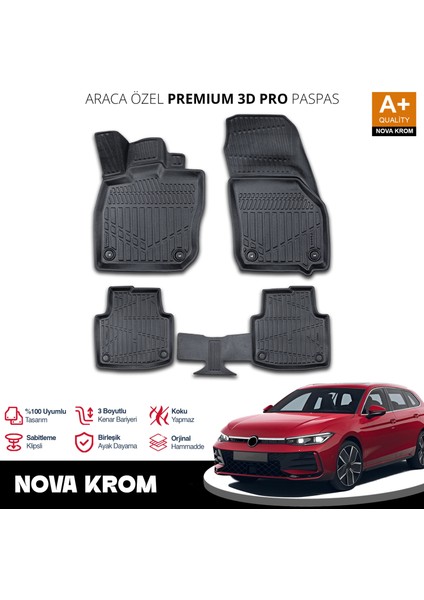 Vw Passat B9 3D Pro Havuzlu Paspas 2023 Üzeri