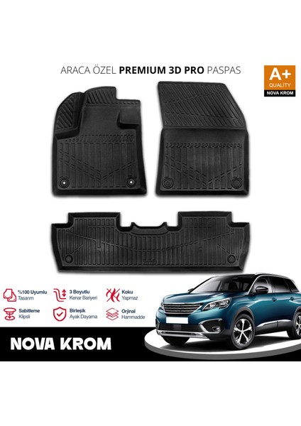 Peugeot 5008 3D Pro Havuzlu Paspas 2017-2024