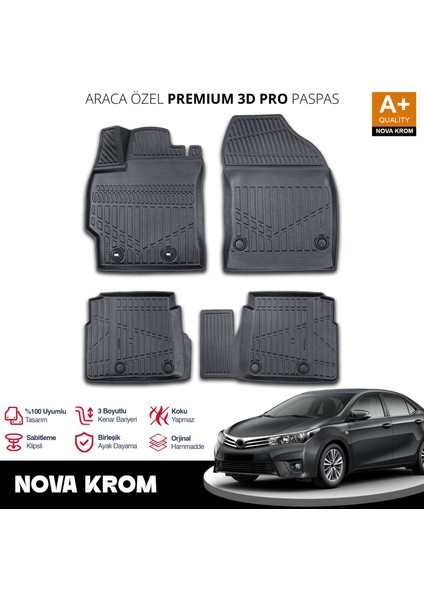 Toyota Corolla 3D Pro Havuzlu Paspas 2013-2018