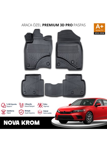 Honda Civic 3D Pro Havuzlu Paspas 2021 Üzeri