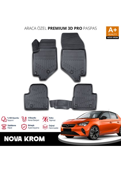 Opel Corsa F 3D Pro Havuzlu Paspas 2019 Üzeri