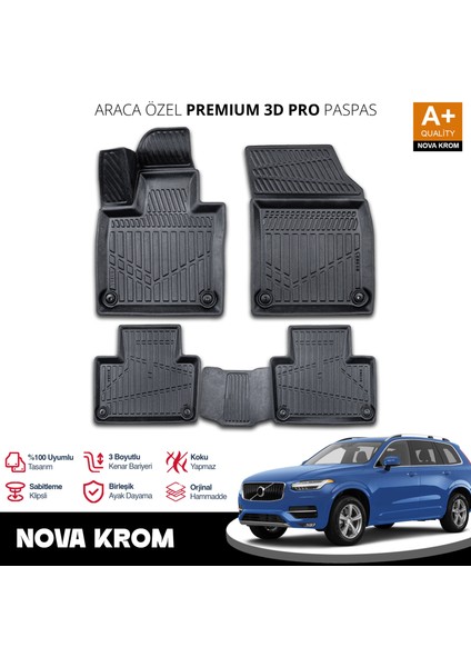 Volvo XC90 3D Pro Havuzlu Paspas 2017 Üzeri