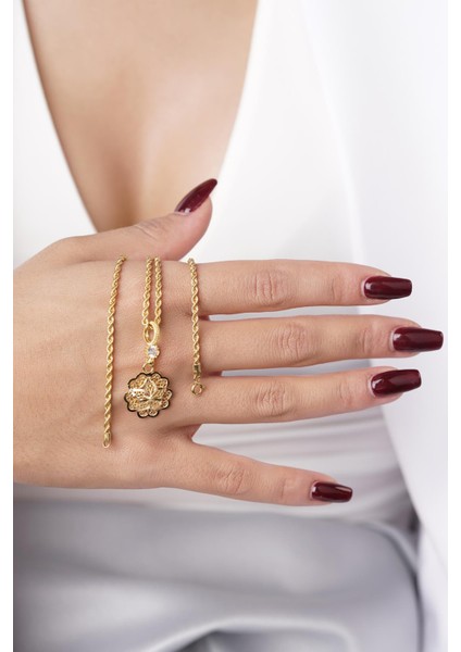 14 Ayar Altın Gül Motifli Telkari Kolye - Anne Kolyesi indirimleri