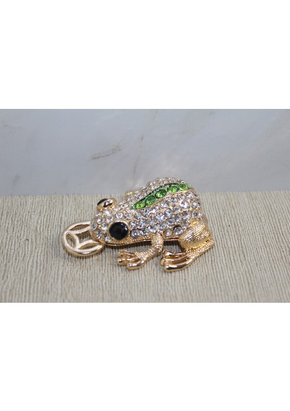 Swarovski Taşlı Minik Figür - Kurbağa