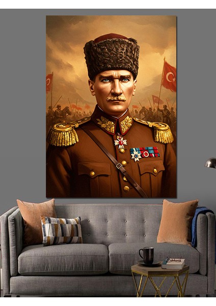 Mustafa Kemal Atatürk Dekoratif Kanvas - Mdf Ahşap Tablo