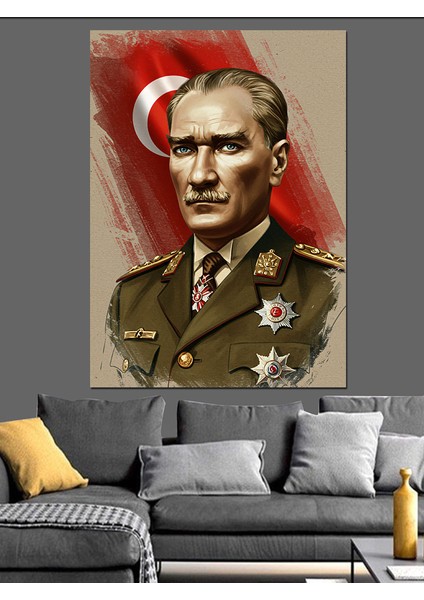 Mustafa Kemal Atatürk Dekoratif Kanvas - Mdf Ahşap Tablo