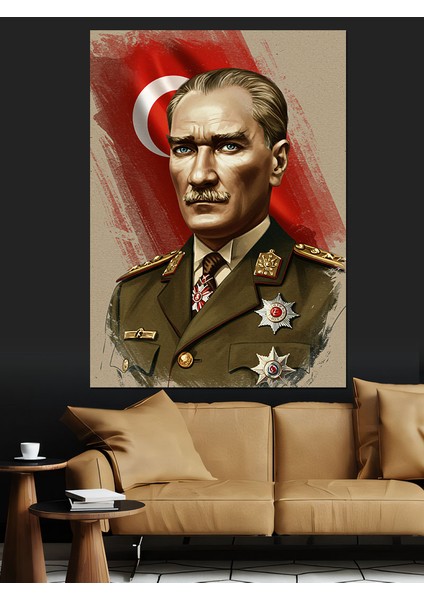 Mustafa Kemal Atatürk Dekoratif Kanvas - Mdf Ahşap Tablo fırsatları