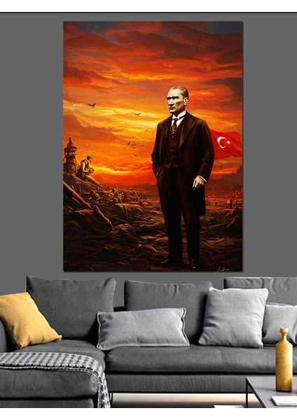Mustafa Kemal Atatürk Dekoratif Kanvas - Mdf Ahşap Tablo