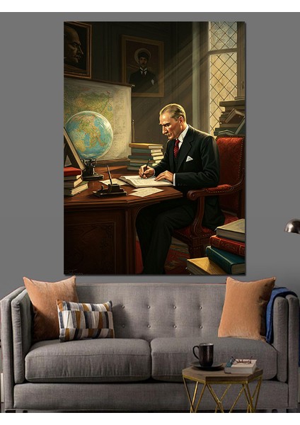 Mustafa Kemal Atatürk Çalışma Odası Dekoratif Kanvas - Mdf Ahşap Tablo modelleri