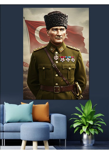 Mustafa Kemal Atatürk Dekoratif Kanvas - Mdf Ahşap Tablo