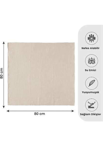 4 Katlı Çok Amaçlı Müslin Örtü & Battaniye Pamuk, Oeko-Teks Sertifikalı 80X80 cm fırsatları