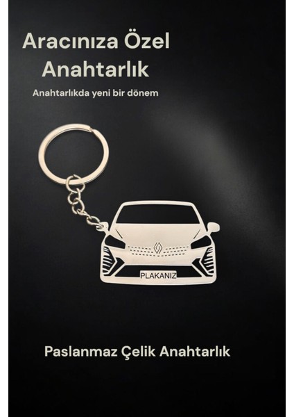 Clio 5 Aracınıza Özel Paslanmaz Çelik Anahtarlık