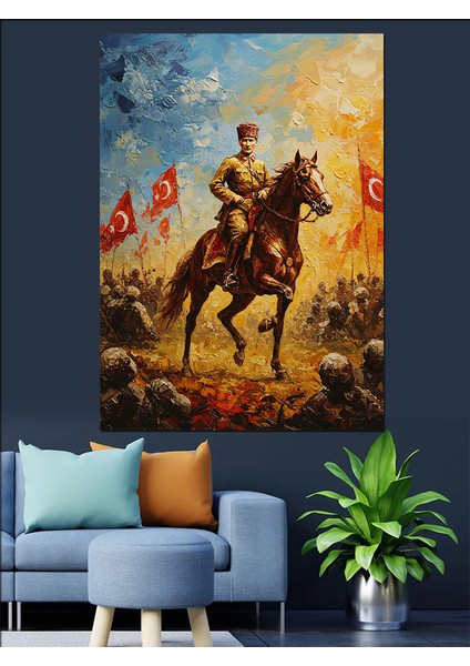 Mustafa Kemal Atatürk Dekoratif Kanvas - Mdf Ahşap Tablo