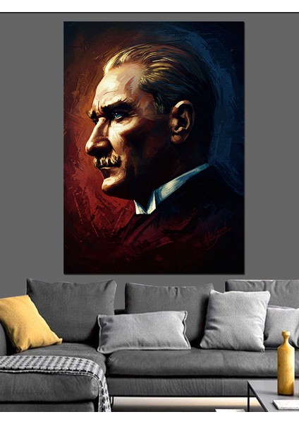 Yan Profil Mustafa Kemal Atatürk Dekoratif Kanvas - Mdf Ahşap Tablo modelleri