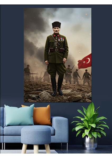 Baş Komutan Mustafa Kemal Atatürk Dekoratif Kanvas - Mdf Ahşap Tablo
