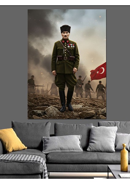 Baş Komutan Mustafa Kemal Atatürk Dekoratif Kanvas - Mdf Ahşap Tablo fırsatları