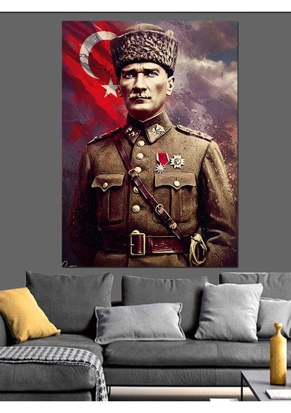 Mustafa Kemal Atatürk Dekoratif Kanvas - Mdf Ahşap Tablo