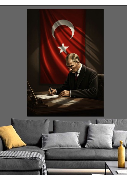 Mustafa Kemal Atatürk Dekoratif Kanvas - Mdf Ahşap Tablo