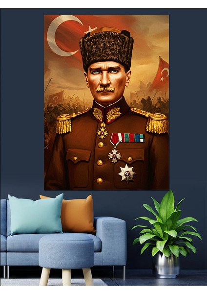 Askeri Şanlı Duruş Mustafa Kemal Atatürk Dekoratif Kanvas - Mdf Ahşap Tablo fiyatları